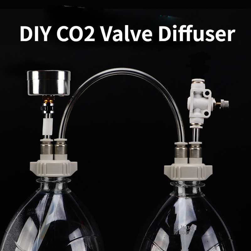 Aquarium Liquid Carbon - DIY CO2 バルブディフューザー水族館供給水槽水草自家製二酸化炭素発生器キット圧力空気流装置