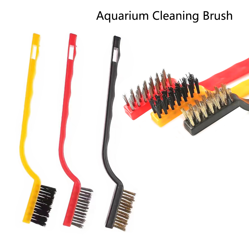 Planted Aquarium Cleaning - 水族館用鋼線ブラシ,15cm,ナイロン,魚の掃除用,洗浄ツール,アクセサリー,3個