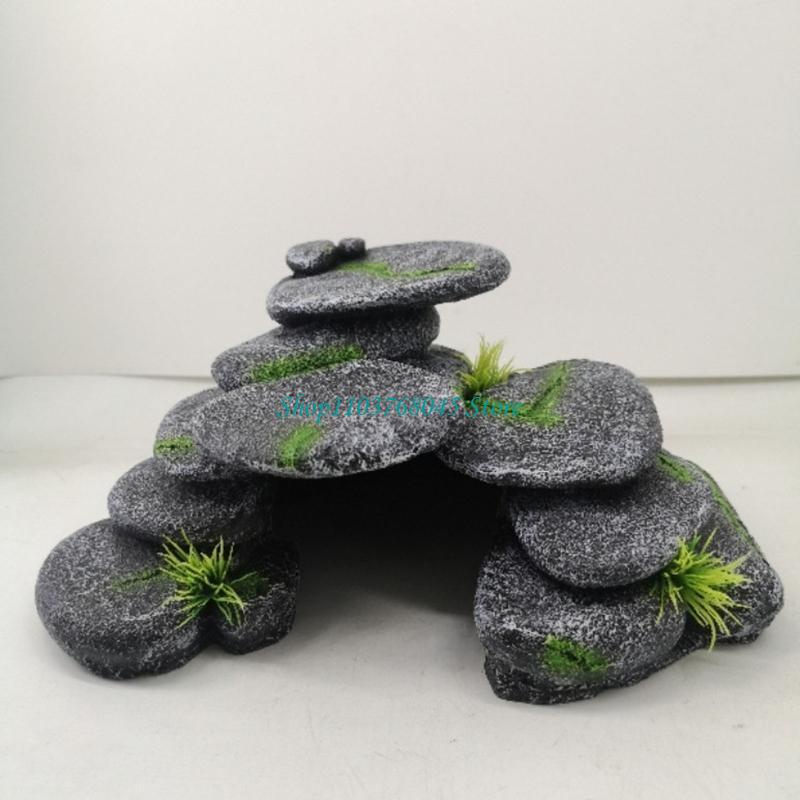 Aquarium Plants Live - R53F 水族館ロックストーン洞窟装飾水槽沈むことができる装飾水生ペットの水槽洞窟ハウス亀隠れ用