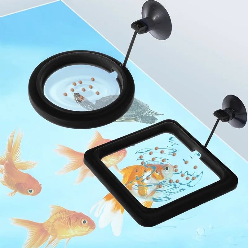 Aquarium Fertilizer - 水槽用餌入れリング、水槽用フローティングフードトレイフィーダー、正方形・円形アクセサリー、吸盤付き魚用フードフィーダー