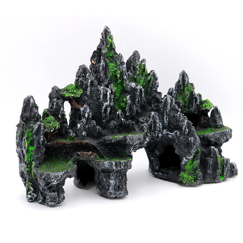 Aquarium Driftwood - 超大型食器水族館装飾、水槽造園、樹脂装飾ロック、13x4.7x9インチ
