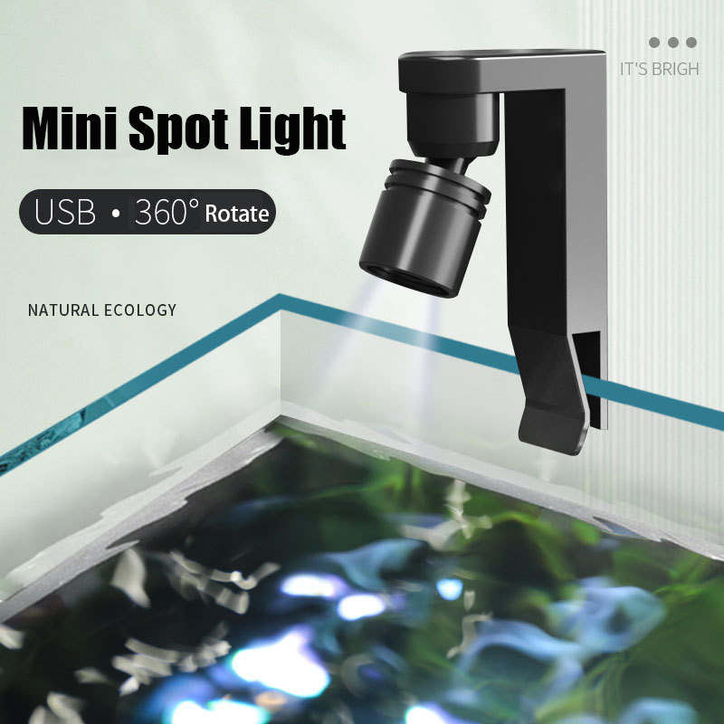 Aquarium Plant Light - USB クランプライト防水白/黄色スポットライトミニ水槽水族館回転テラリウムランプ風景照明