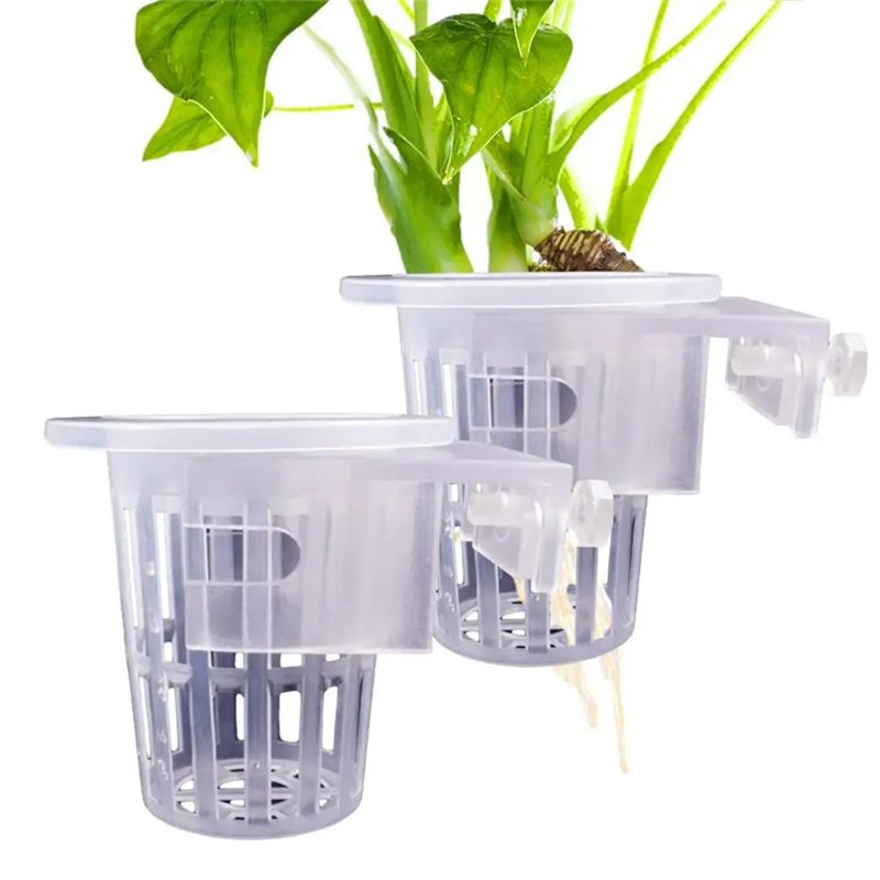 Aquarium Plant Holder - A7THK-2個入り 透明な水槽用プランターホルダー、高さ調節可能な水槽用プランターカップ、水景造り用アクセサリー