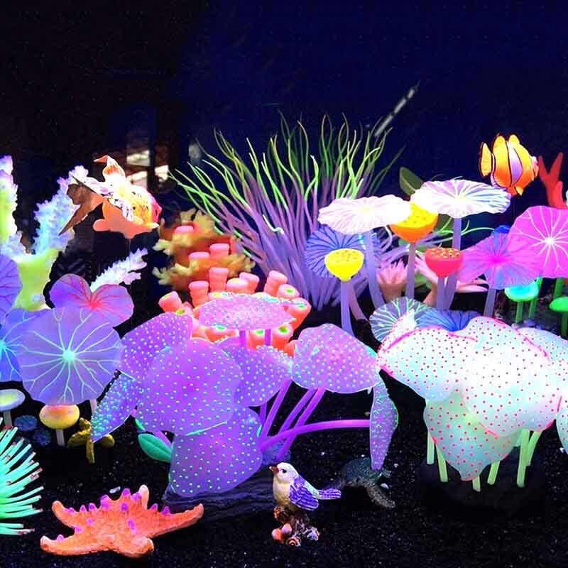 シリコン製光る景観人工魚タンク水槽蛍光サンゴひまわり海葵植物 - Aquarium Plants Live のレビューと価格