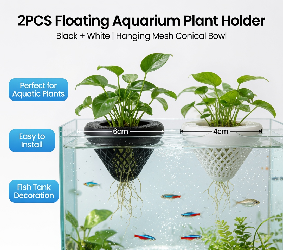 2個入りフローティングアクアリウムプラントホルダー、水槽用吊 - Aquarium Plants Live のレビューと価格
