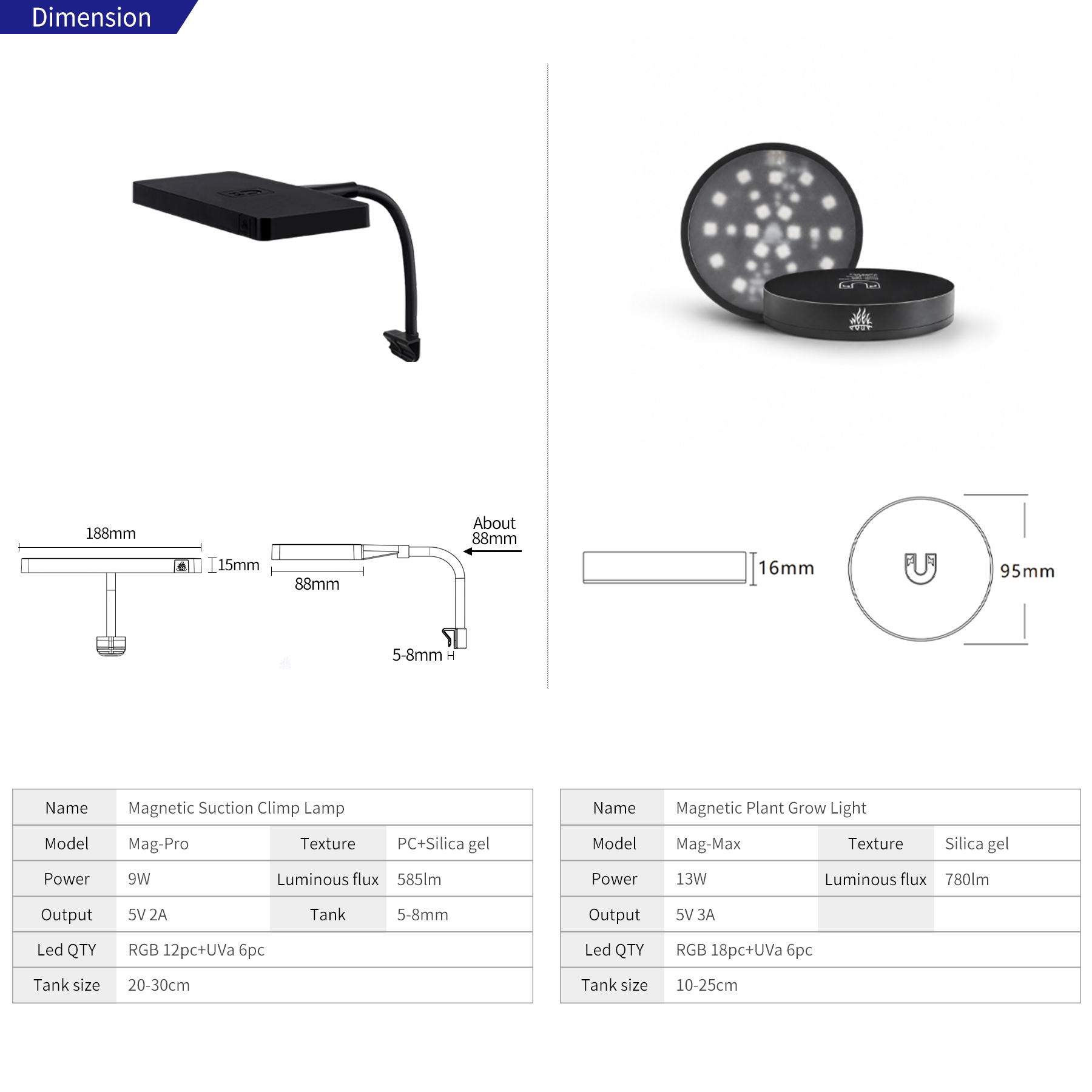 WEEK AQUA Mag-Pro Mag-Max Nano - Aquarium Plant Light のレビューと価格