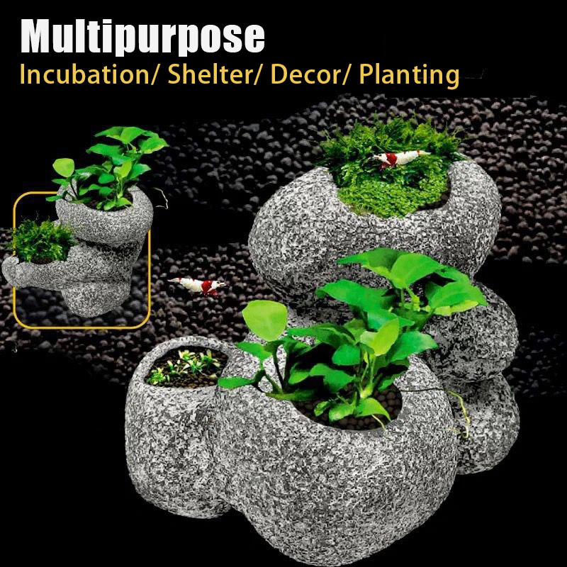 魚エビ孵化シェルター洞窟多目的セラミック植栽ポット水槽水族館 - Plant Aquarium Pot のレビューと価格