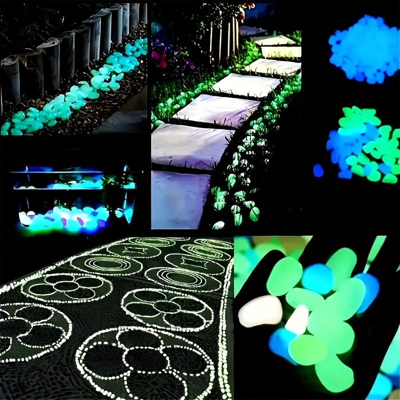 100/300個の暗闇で光る小石、樹脂製の発光石、景観、庭の - Plant Aquarium Pot のレビューと価格