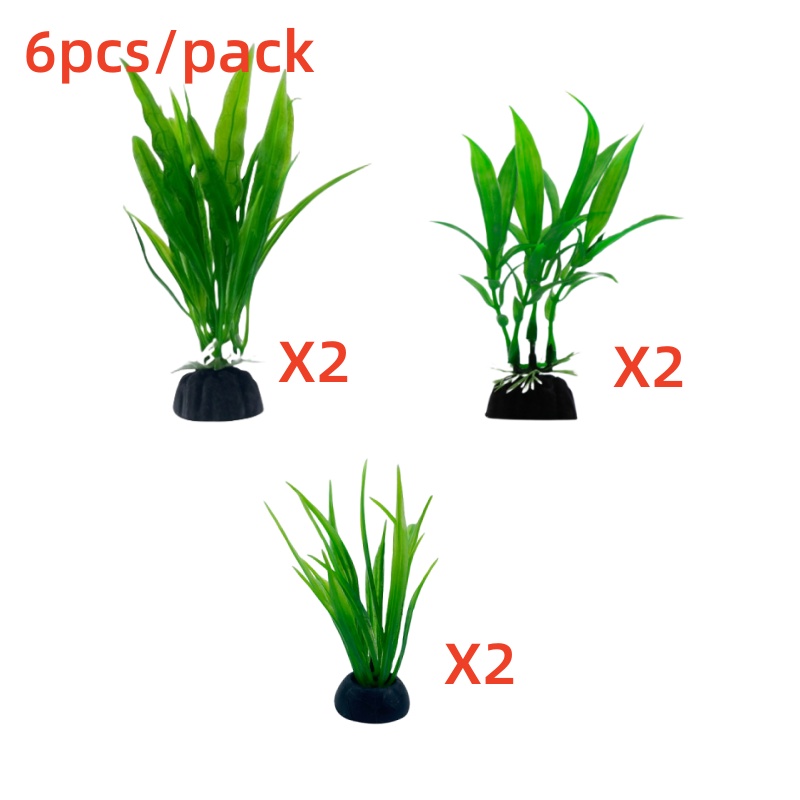 6 個パック水族館の植物、水槽の装飾グリーン人工水槽の装飾家 - Aquarium Plants Live のレビューと価格